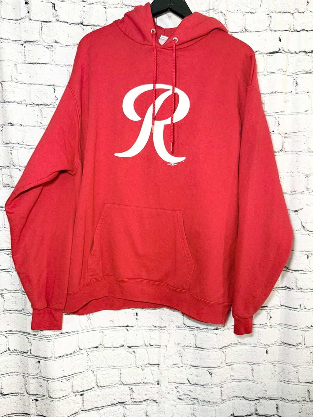 Champion. Red graphic hoodie. Size XL